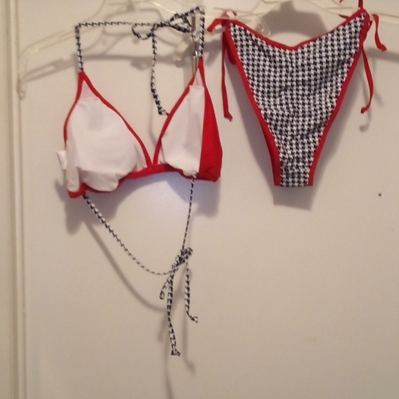 NIP - Better Style 2Pc Black, White & Red High Waist Bikini - Size XL - Picture 3 of 12